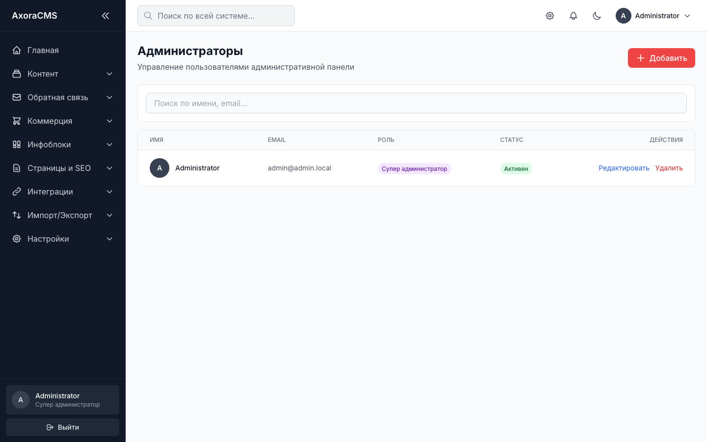 Список администраторов